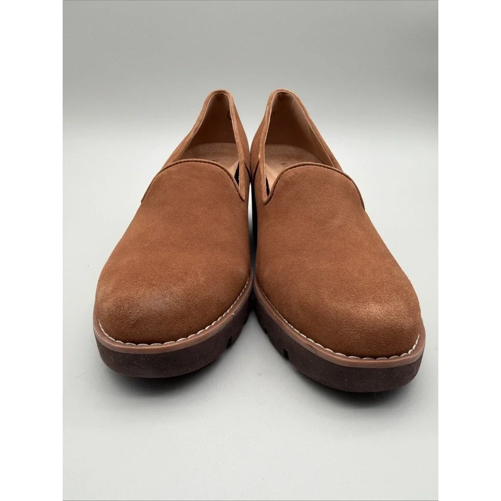 Vionic Suede 'Willa' Wedge Shoes Water Repellent Toffee Women's 9.5